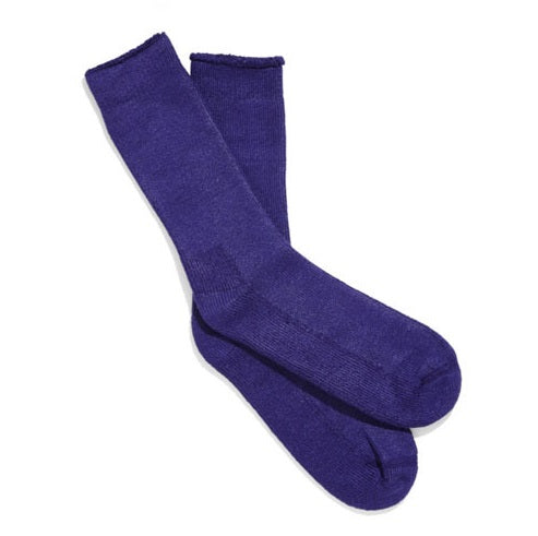 Pair of purple socks on a white background