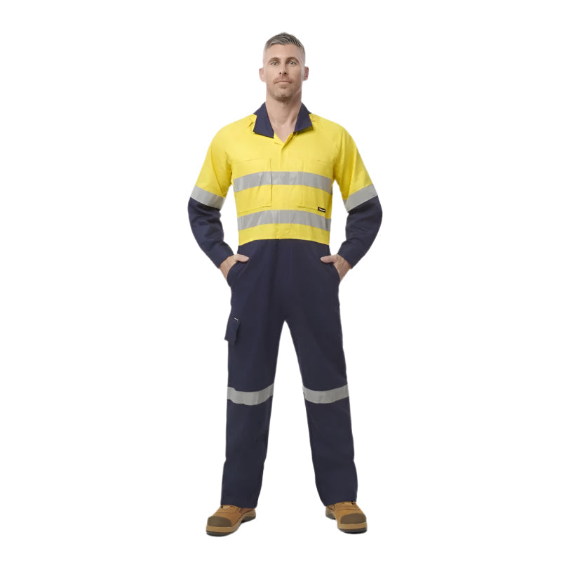 KingGee K51540 KG2 Reflective Spliced Combination Overall - Yellow/Navy - Lifestyle