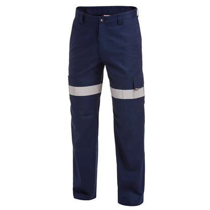 Navy pants with reflective tape on white background