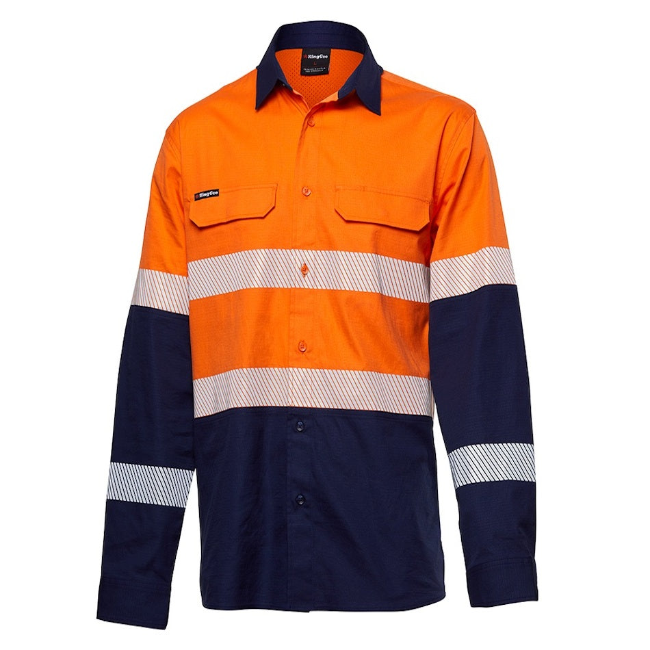 KingGee K54028 Workcool Pro Bio Motion Long Sleeve Shirt - Orange/Navy - Lifestyle