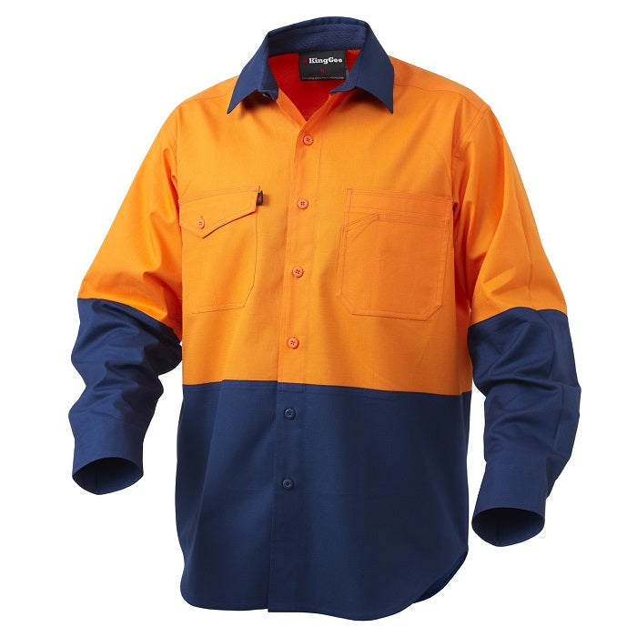 KingGee K54870 Workcool 2 HiVis Reflective Spliced Shirt L/S