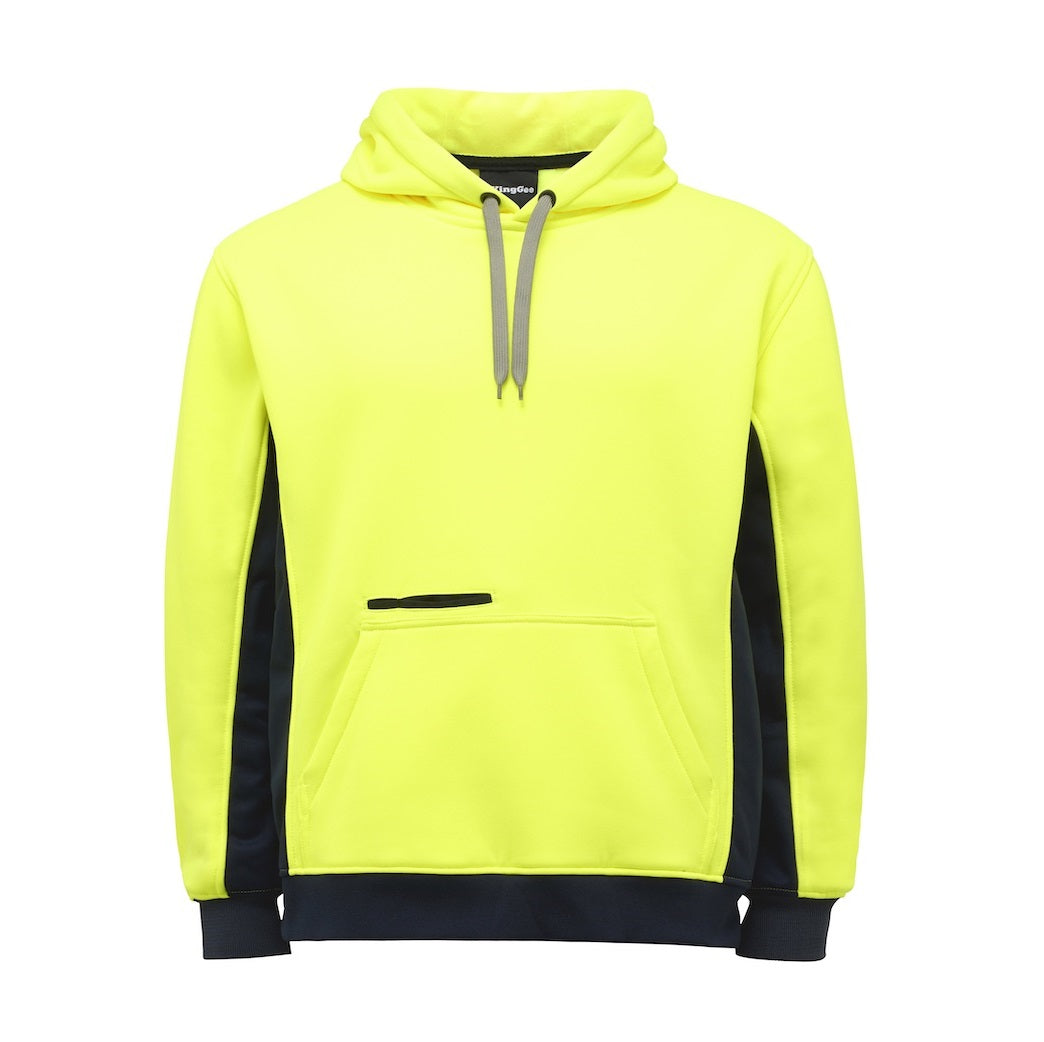 KingGee K55033 HiVis Pull Over Hoodie - Yellow/Navy - Product View