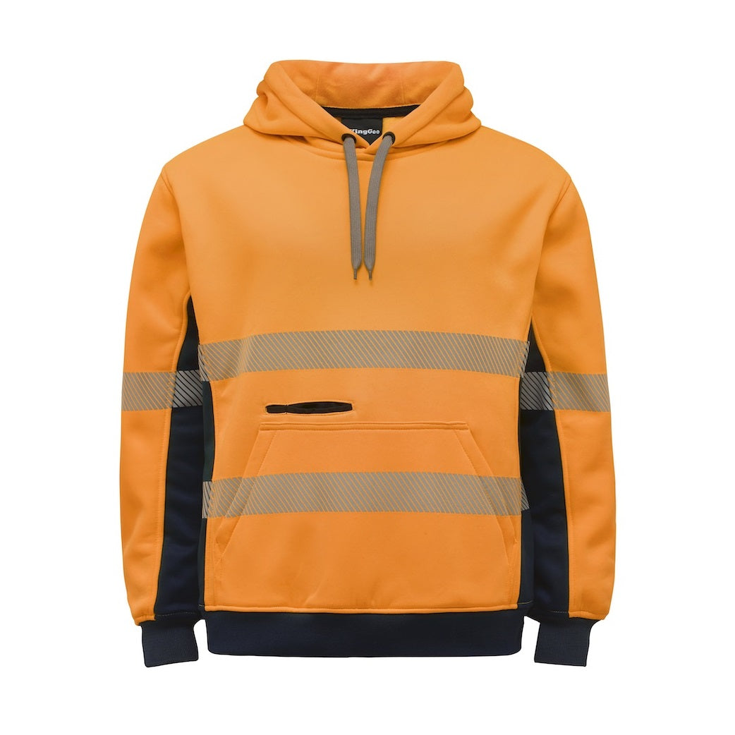 KingGee K55054 HiVis Reflective Pull Over Hoodie - Orange/Navy - Lifestyle