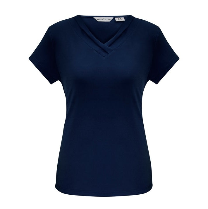Biz Collection K819LS Lana Ladies V-Neck Short Sleeve Top - Ink - Alternative Front View