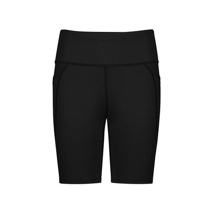 black womens breathable fitted four way stretch Biz Collection L323LS Womens Luna Bike Shorts with side pockets 