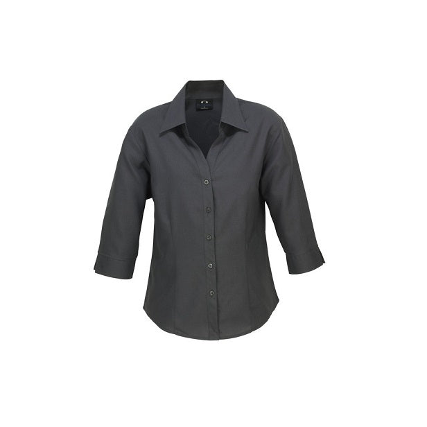 Biz Collection LB3600 Oasis Ladies 3/4 Shirt - Charcoal - Front View