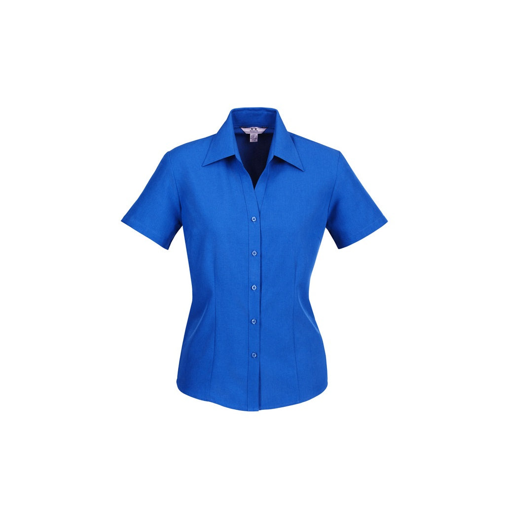 Biz Collection LB3601 Oasis Ladies Short Sleeve Shirt - Electric Blue - Front View