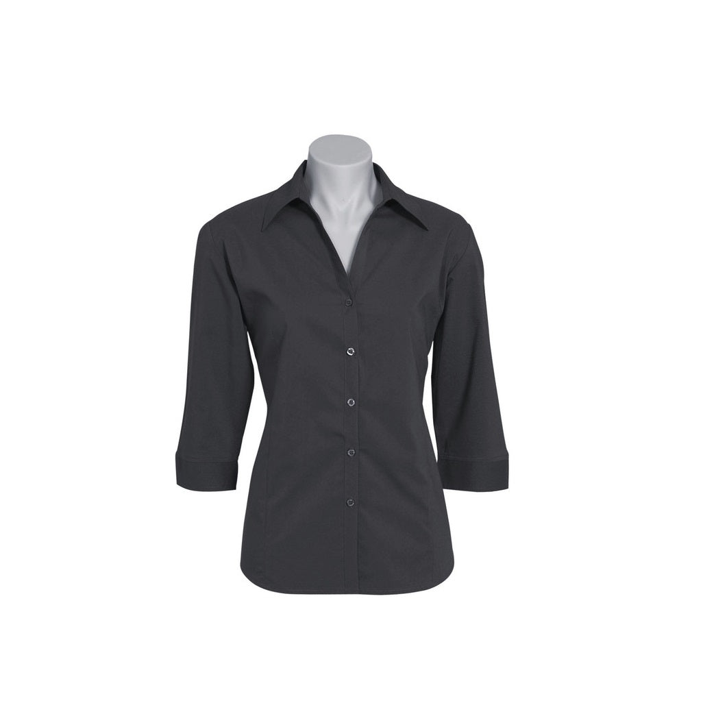 Biz Collection LB7300 Metro Ladies 3/4 Shirt - Charcoal - Front View