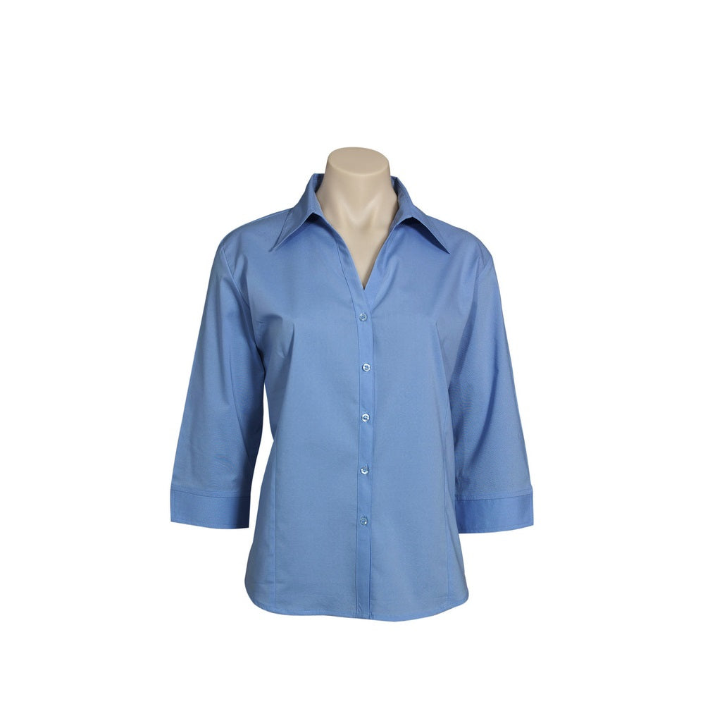 Biz Collection LB7300 Metro Ladies 3/4 Shirt - Mid Blue - Back View