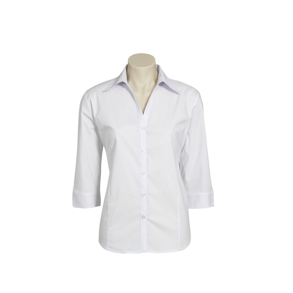 Biz Collection LB7300 Metro Ladies 3/4 Shirt - White - Front View