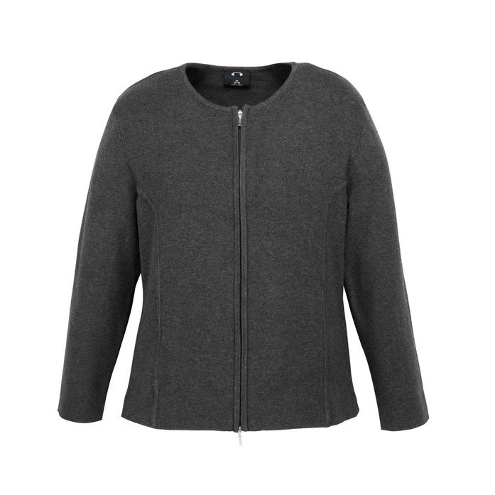 Biz Collection LC3505 Ladies 2-Way Zip Cardigan - Charcoal - Alternative Front View