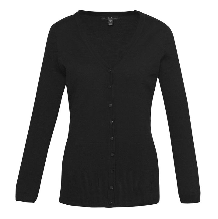 Womens Black long length corporate Biz Collection LC417L Ladies Milano Knit Cardigan