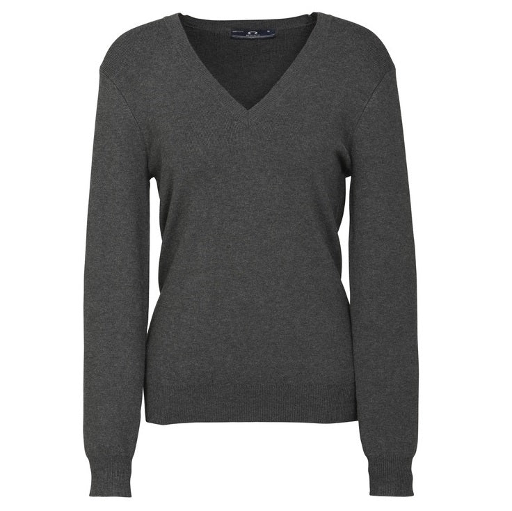 Biz Collection LP3506 Ladies V-Neck Knit Pullover -Charcoal colour, Front view