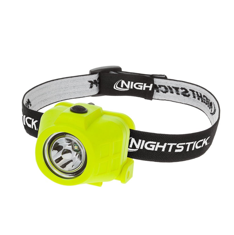 Maxisafe LXPP-5452G Nightstick Headlamp IECEX ATEX Intrinsically Safe Dual Function - HiVis Yellow / Black - Headband Angled View