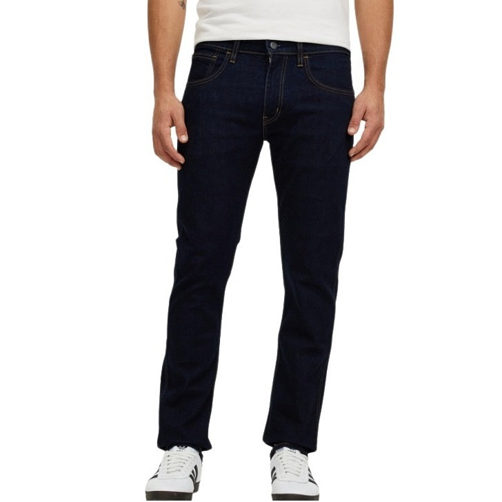 Mens Dark navy Indigo rinse Slim leg opening, fits over work boots, Cotton Elastane stretch denim, construction clothing, worksite apparel, indigo blue  jeans, everyday workwear, stretch denim, rugged work clothing