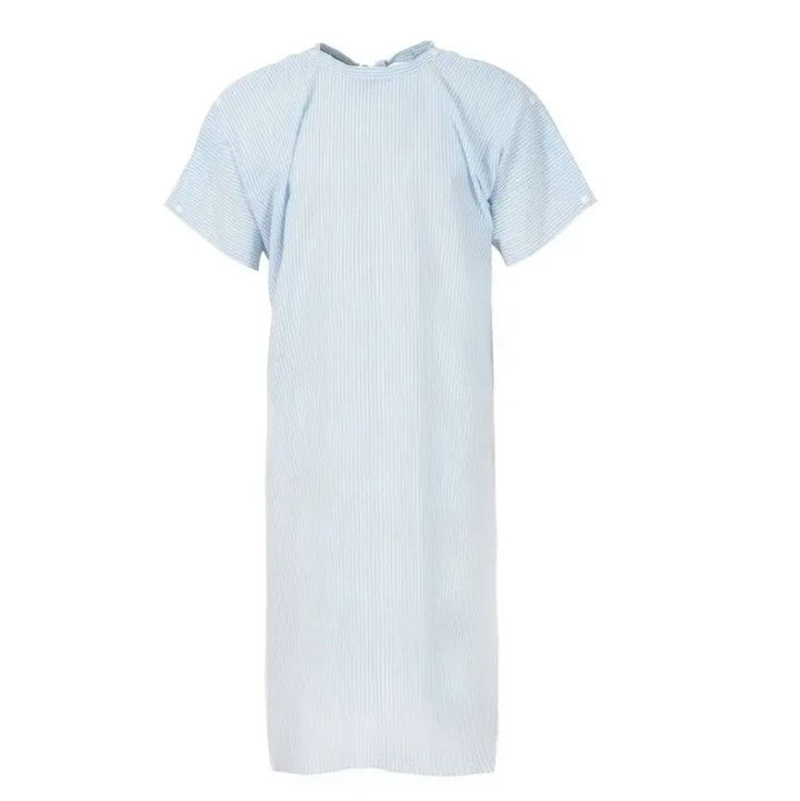 Medi8 M81700 Seersucker Gown with Shoulder Studs
