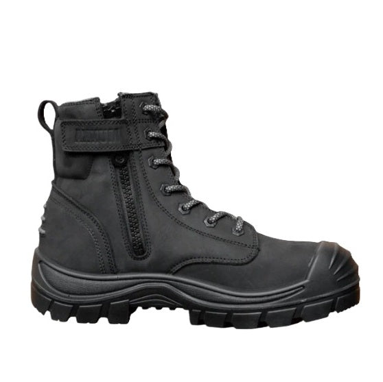 Munka MFMW23102 Taurus Men's Heavy Duty Work Safety Boots - Black colour - Zip side view