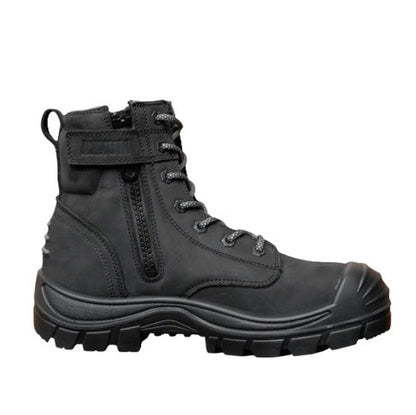 Munka MFMW23102 Taurus Men's Heavy Duty Work Safety Boots - Black colour - Zip side view