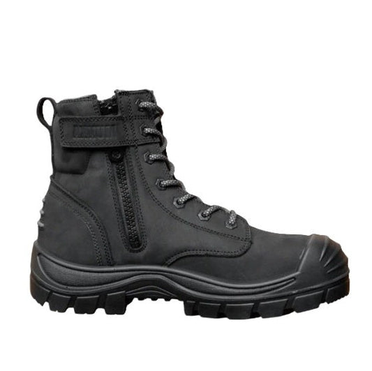 Munka MFMW23102 Taurus Men's Heavy Duty Work Safety Boots - Black colour - Zip side view