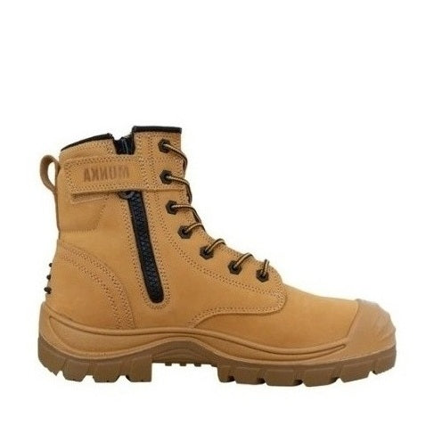 Wheat Coloured slip and heat resistant Munka MFMW23102 Taurus Mens Heavy Duty Safety Boots Zip sided