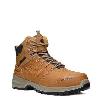 Brown work boot with brand logo on a white background