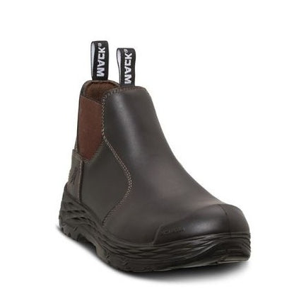 Claret Brown pull on leather workboots Mack MK0000HUB Hub Slip-On Safety work Boots