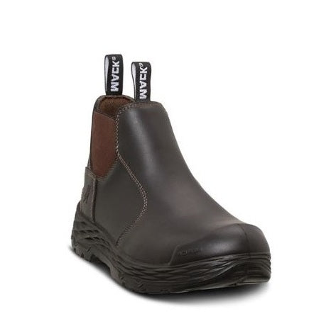 Pull on Brown leather workboot elastic sided Mack MK0CRUISE Zero II Slip-On Non Safety Boots with scuff cap