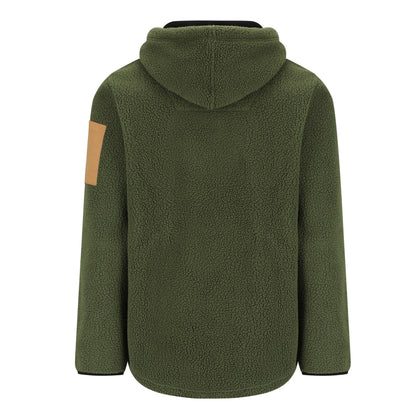 Mack MKHW26018 Mens LS Shearling Fleece 1/4 Zip Hoodie 370gsm - Olive Green - Back View