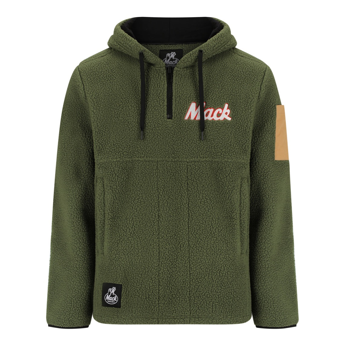 Mack MKHW26018 Mens LS Shearling Fleece 1/4 Zip Hoodie 370gsm - Olive Green - Front View