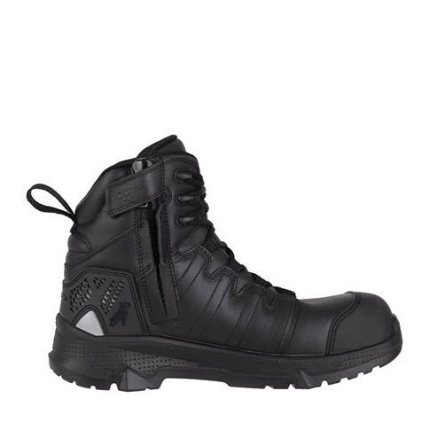 black leather Tan slip resistant Mack MKOCTAN2Z Octane 2.0 Zip Sided Safety Boots with scuff cap