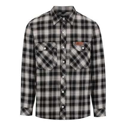 Black and Grey Winter Mack MKSW26022 Mens Cotton Flannelette Plaid Shirt 190gsm