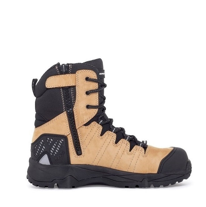 Wheat and Black Leather Slip Resistant Mack MKTERRAPRZ Terrapro Zip Unisex Safety Boots