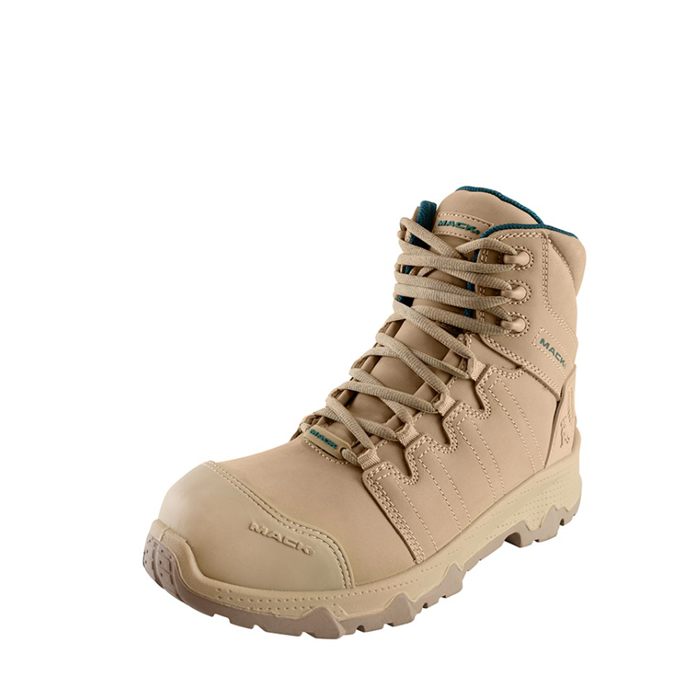 Mack MKOCTAL2Z Ladies Octane Zip 2.0 Safety Boots, beige sand coloured with scuff cap, heavy duty, extra comfort, front angle view