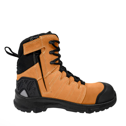 Mens High top tactical boot in honey beige with black scuff cap and heel detail, airport scanner safe, Mack MKTERRP2Z Terrapro Zip 2.0 Safety Boots