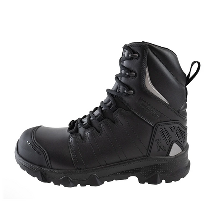 Mens black leather with scuff cap, heavy duty work safety footwear, Mack MKTERRP2Z Terrapro Zip 2.0 Safety Boots, rear side view