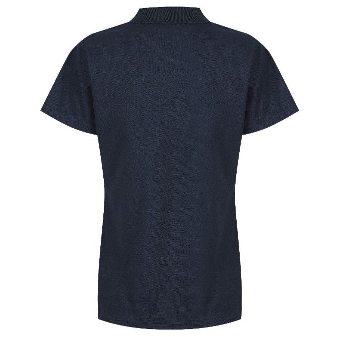 Navy coloured Aussie Pacific N2312 Hunter ladies polo shirt with short sleeves, collar, and buttons at the neck - Back view
