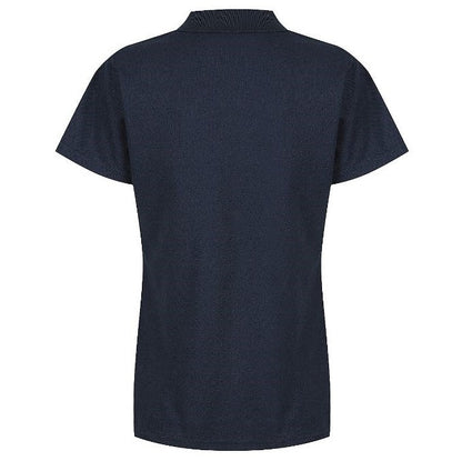 Navy coloured Aussie Pacific N2312 Hunter ladies polo shirt with short sleeves, collar, and buttons at the neck - Back view