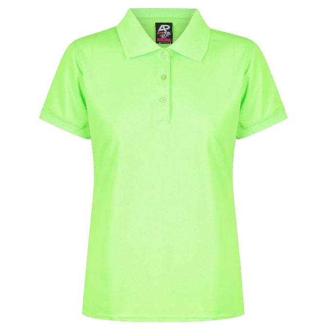 Aussie Pacific N2314 Lachlan Ladies Polo - Neon Green - Front View