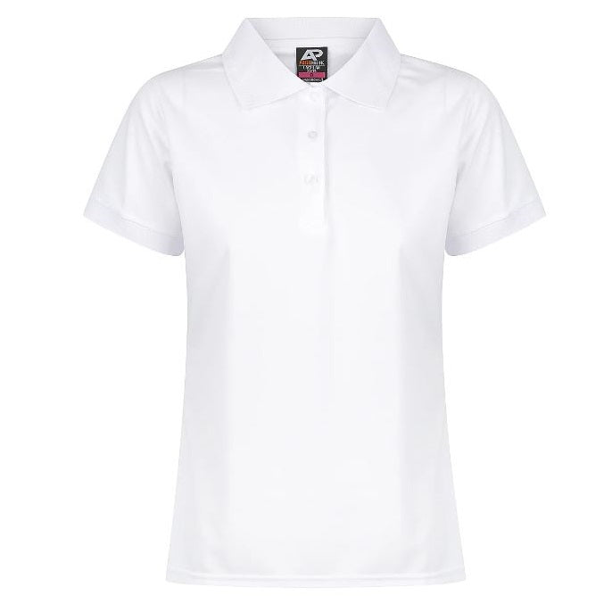 Aussie Pacific N2314 Lachlan Ladies Polo - White - Front View
