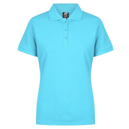 Aussie Pacific N2315 Ladies Claremont Polo - Cyan - Front View