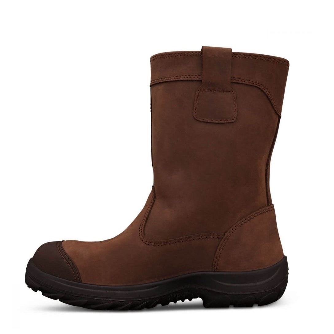 mens brown slip on steel toe boots