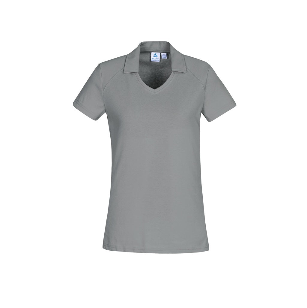 Biz Collection P011LS Womens Byron Short Sleeve Polo - Silver - Front View