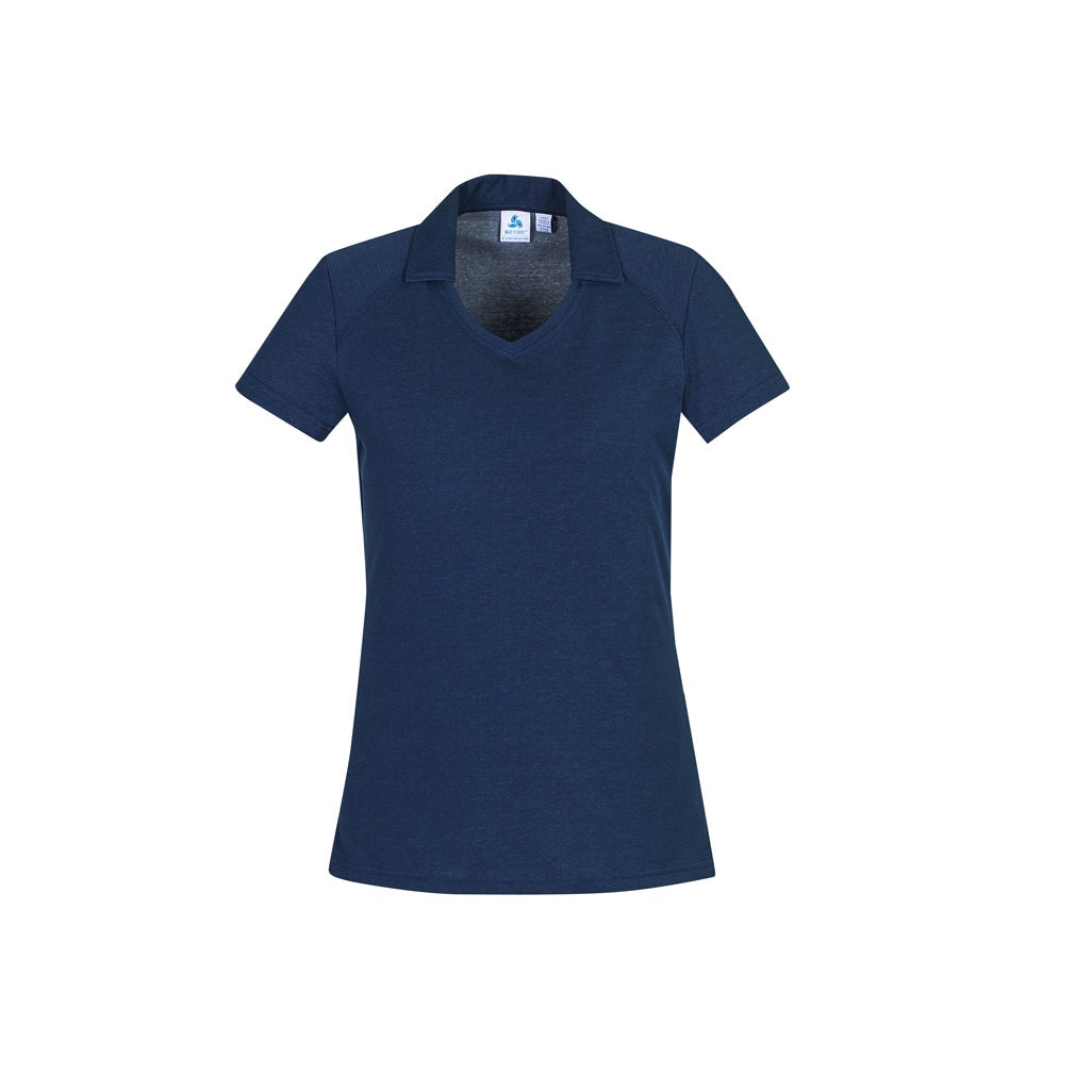 Biz Collection P011LS Womens Byron Short Sleeve Polo - Steel Blue - Front View