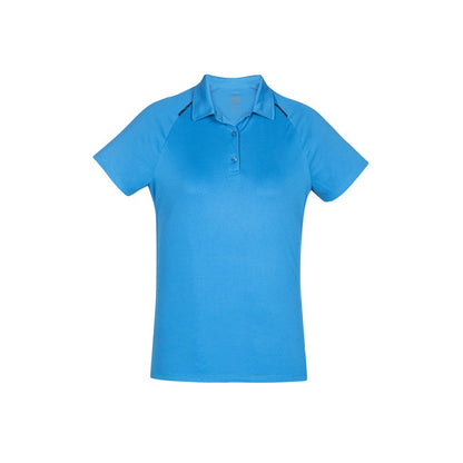 Biz Collection P012LS Academy Ladies Contrast Polo Cyan/Navy Colour Front View