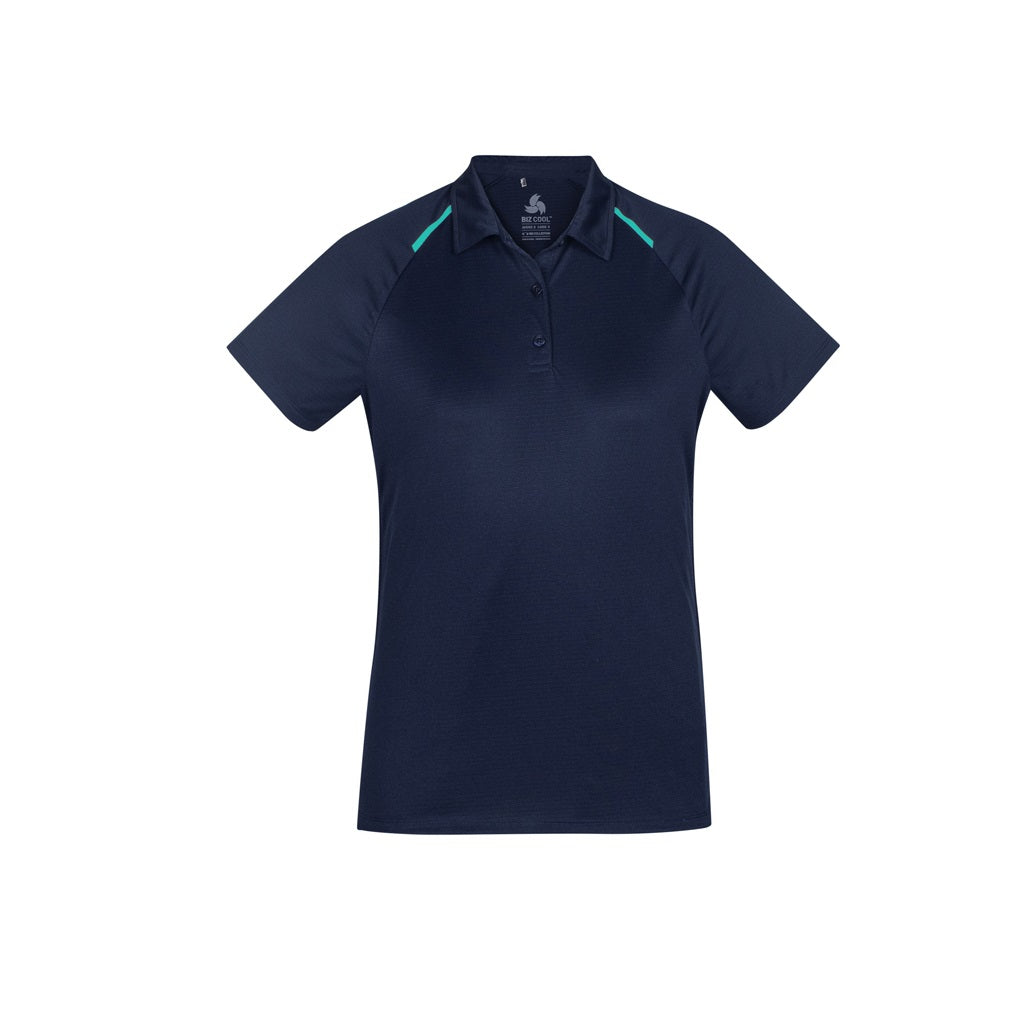 Biz Collection P012LS Academy Ladies Contrast Polo - Navy/Teal - Front View