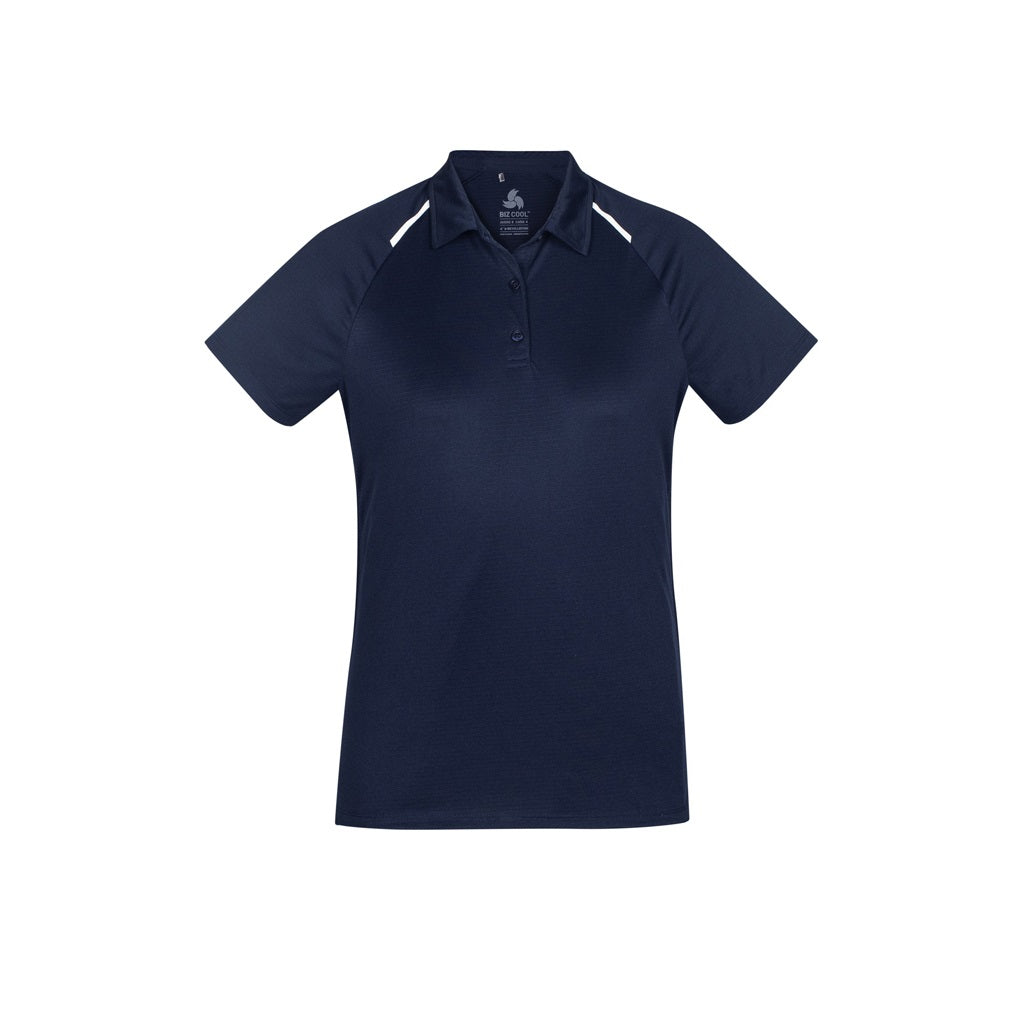 Biz Collection P012LS Academy Ladies Contrast Polo - Navy/White - Alternative Front View