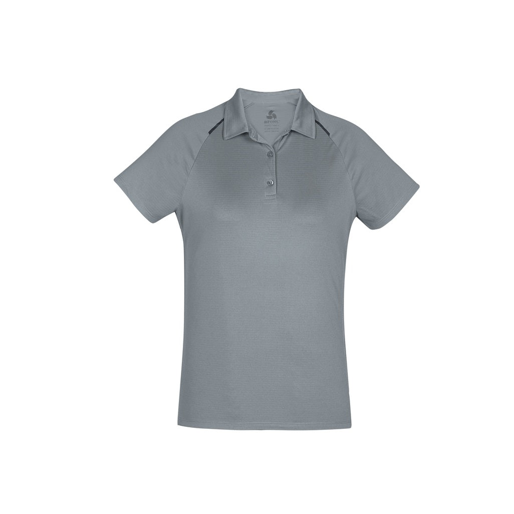 Biz Collection P012LS Academy Ladies Contrast Polo - Silver/Charcoal - Front View