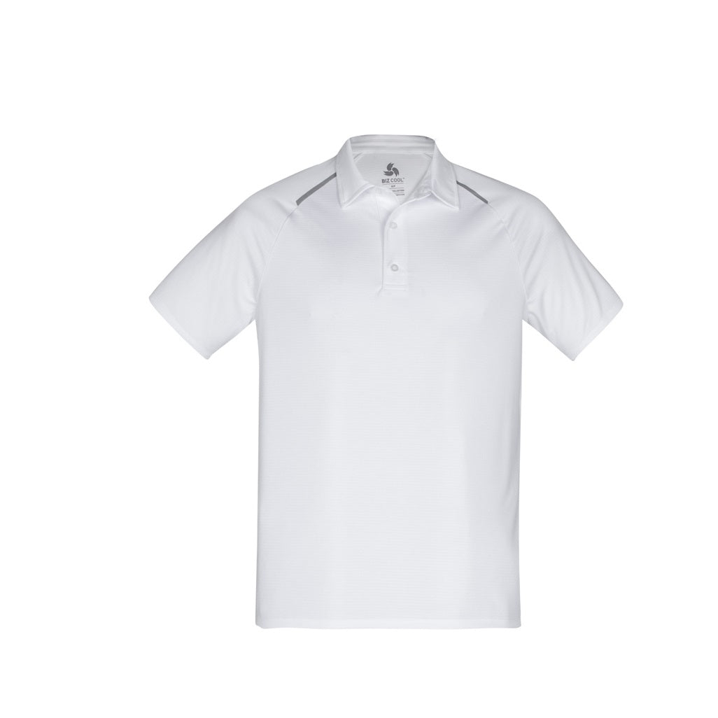 Biz Collection P012MS Academy Mens Contrast Polo - White/Silver - Front View