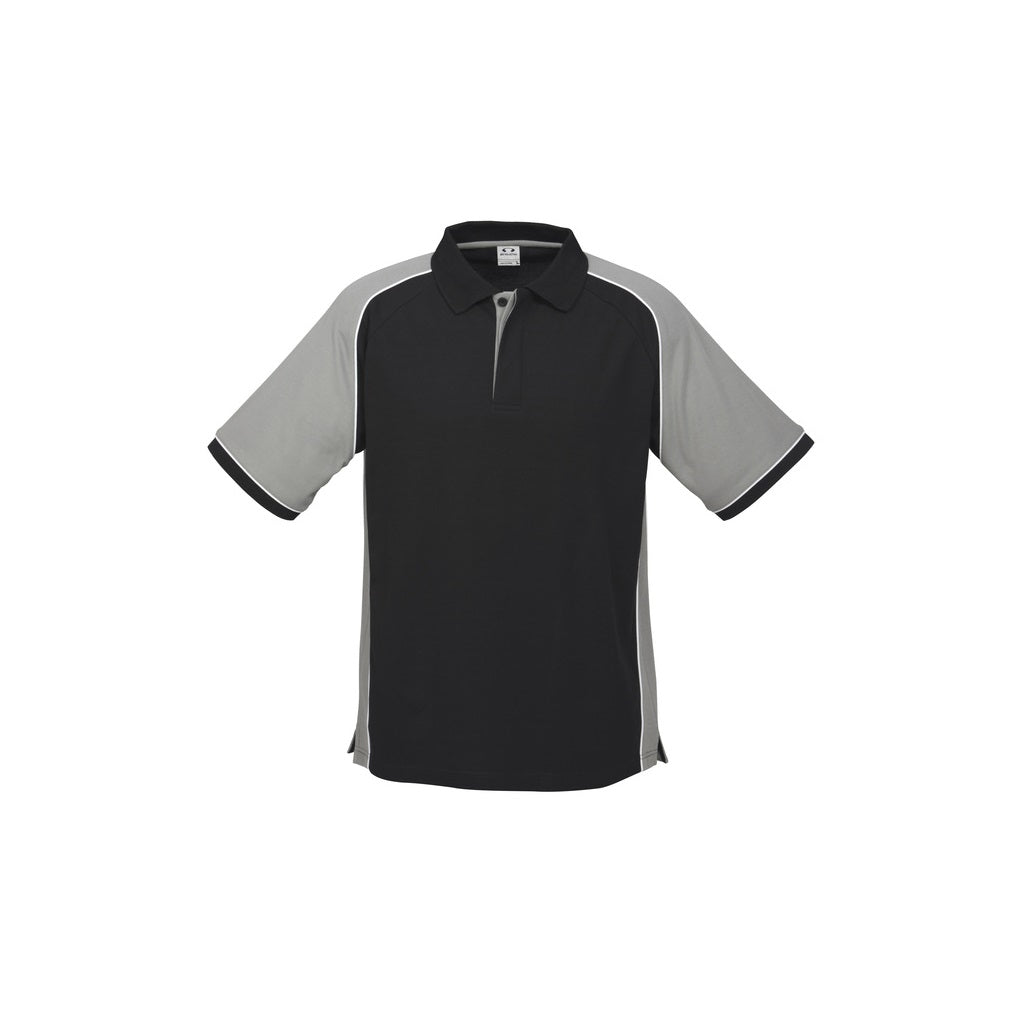 Biz Collection P10112 Mens Nitro Polo - Black/Grey - Back View