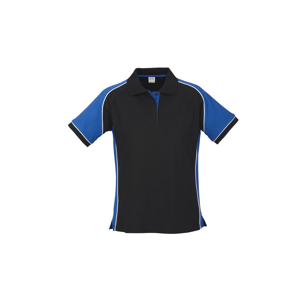 Biz Collection P10122 Ladies Nitro Polo - Black/Royal - Front View